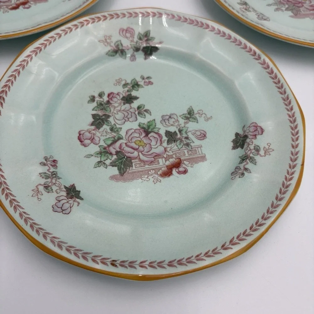 Calyx Ware Salad Plates , METZ, Blue Ironstone, Adams England, 7.75